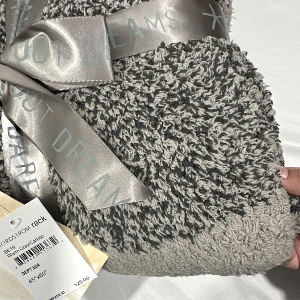 NWT $120 Barefoot Dreams CozyChic‎ Heathered Stripe Throw Warm Gray/Carbon